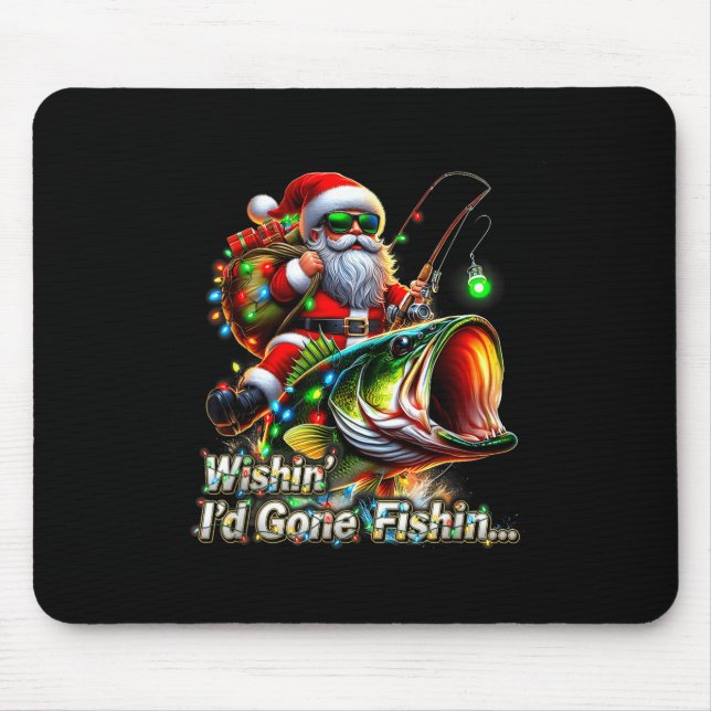 Tapis De Souris Christmas Funny Fish Santa Fishing Merry Fishmas  (Devant)