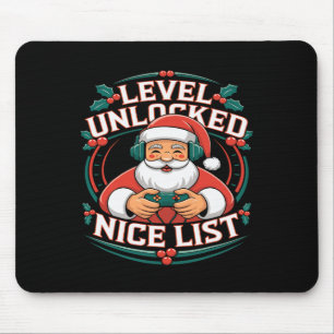 Tapis De Souris Christmas Gamer Boys Nice List jeu vidéo Père Noël