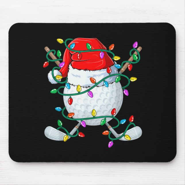 Tapis De Souris Christmas Golf Xmas Santa Srts Hat Golfer Golfing  (Devant)