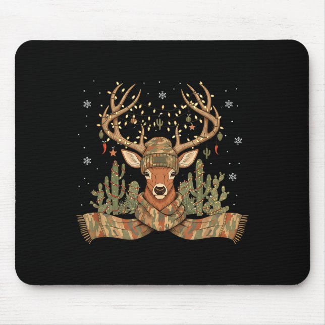Tapis De Souris Christmas Holiday Camo Hunting Reindeer Deer Xmas  (Devant)