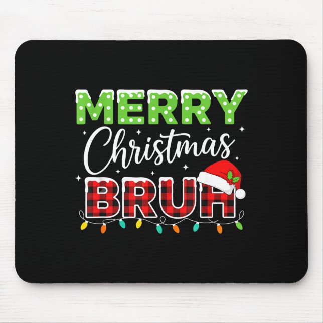 Tapis De Souris Christmas Merry Christmas Bruh Buffalo Plaid Santa (Devant)