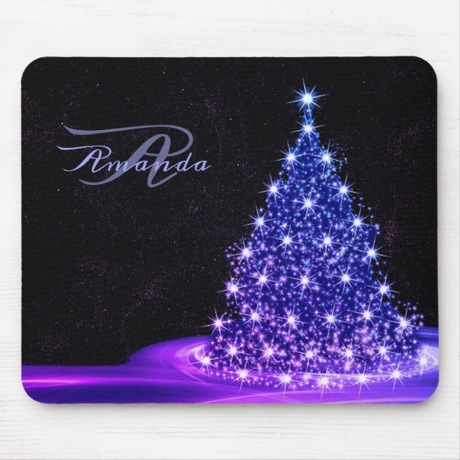 Tapis De Souris Christmas Monogram Pink Blue Winter Black Rustic (Devant)