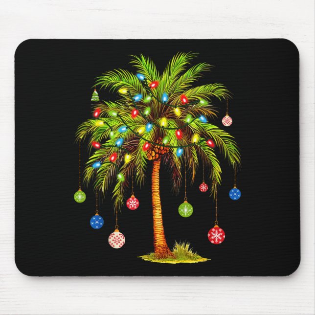 Tapis De Souris Christmas Palm Tree Light Hawaiian Trocal Xmas  (Devant)