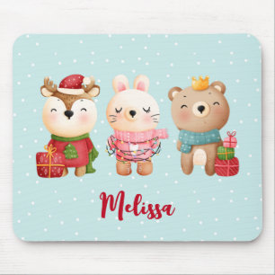 Tapis De Souris Christmas Pals - Reindeer, Bear & Rabbit