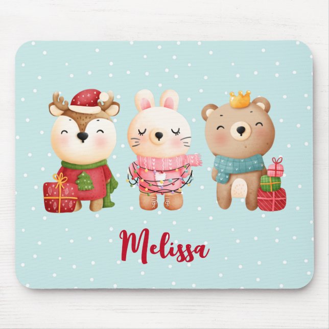 Tapis De Souris Christmas Pals - Reindeer, Bear & Rabbit (Devant)