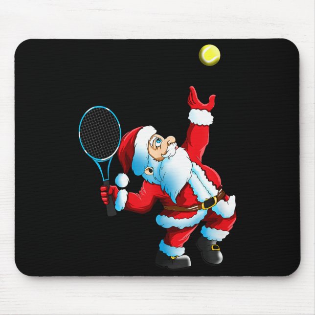 Tapis De Souris Christmas Santa Claus Tennis Game Tennis Racket  (Devant)