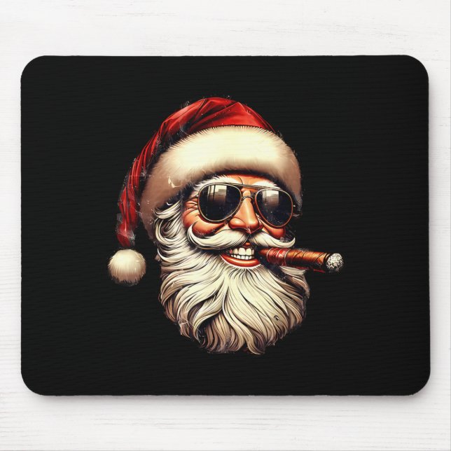Tapis De Souris Christmas Santa Smoking Cigar With Sungl Cigar Smo (Devant)