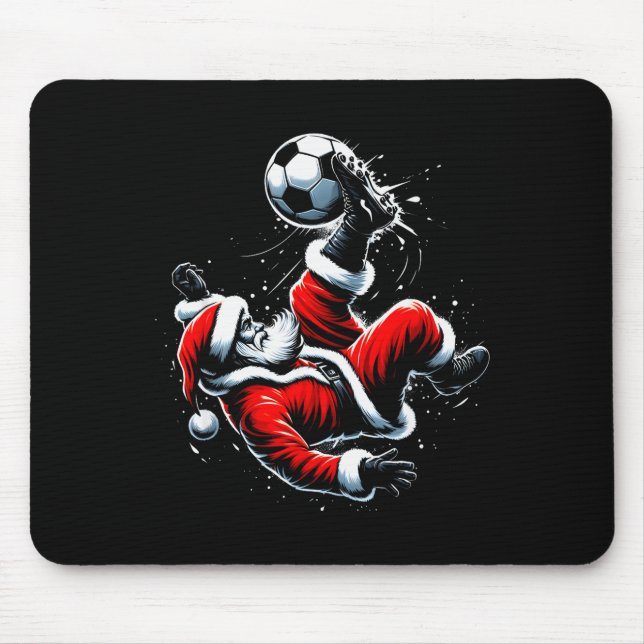 Tapis De Souris Christmas Santa Soccer Player Bicycle Kick Xmas Ba (Devant)
