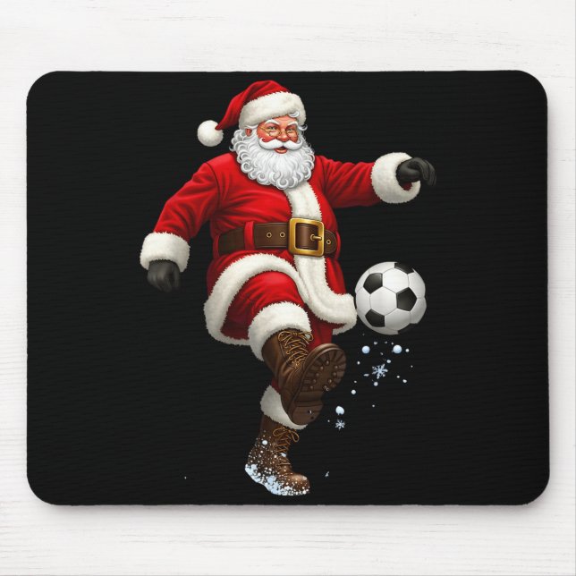 Tapis De Souris Christmas Santa Soccer Player Football Festive Mer (Devant)