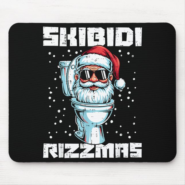 Tapis De Souris Christmas Skibidi Rizzmas Toilet Xmas Meme Kids Me (Devant)