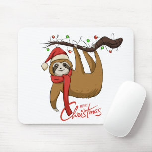 Tapis De Souris Christmas Sloth on Tree Branch%0A