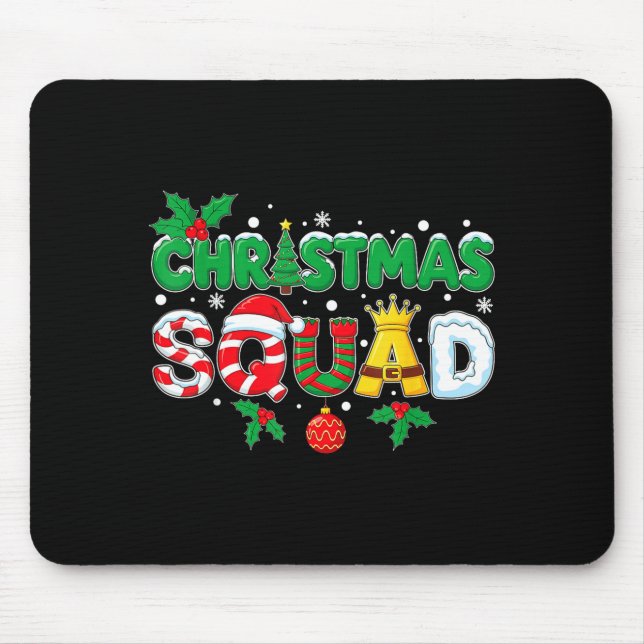 Tapis De Souris Christmas Squad Merry Xmas Family Holiday Snow Elf (Devant)