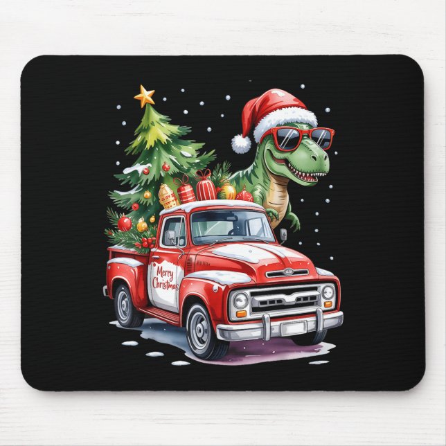 Tapis De Souris Christmas Tree Car Truck Dinosaur Trex Christmas B (Devant)