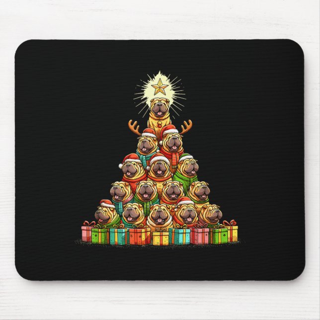 Tapis De Souris Christmas Tree Chinese Shar-pei Shar Pei  (Devant)