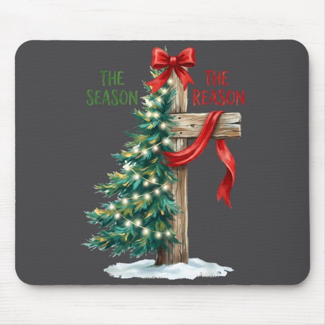 Tapis De Souris Christmas Tree The Season Jesus Cross The Reason X (Devant)