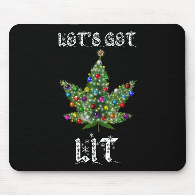 Tapis De Souris Christmas Tree Weed Leaf Pot Thc Gift Tee  (Devant)