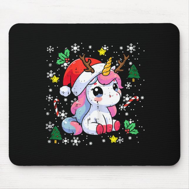 Tapis De Souris Christmas Unicorn Cute Magical Xmas Toddler Girls  (Devant)