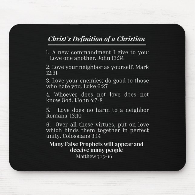 Tapis De Souris Christ's Definition Of A Christian Bible Verse Eva (Devant)