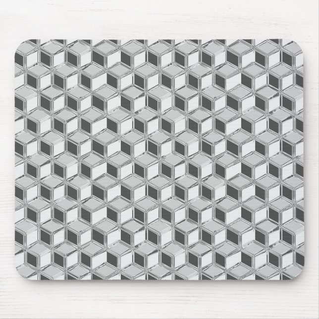 Tapis De Souris Chrome 3-d boîtes - gris argent (Devant)