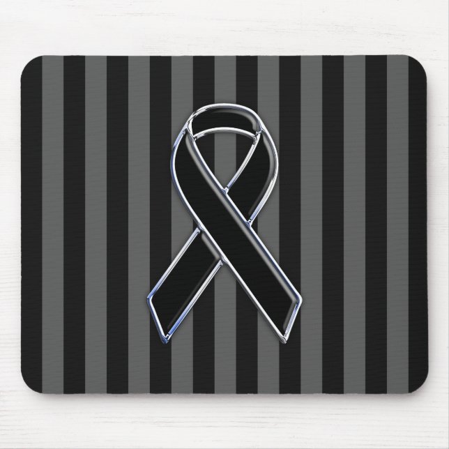 Tapis De Souris Chrome Black Ribbon Awareness Stripes (Devant)