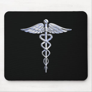 Tapis De Souris Chrome Comme Caduceus Symbole Médicale Décor Noi