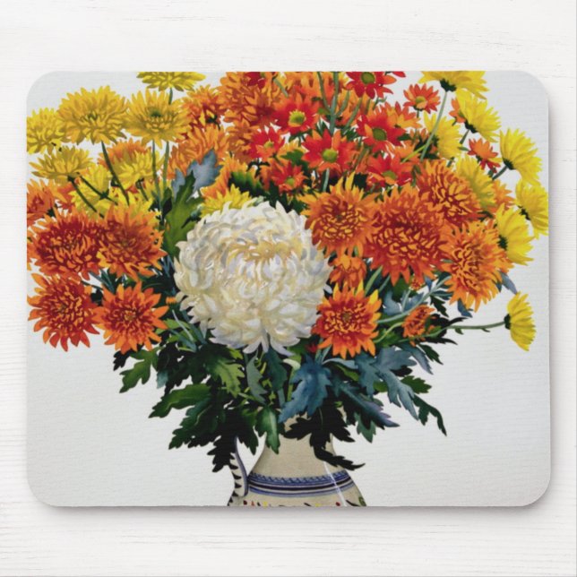 Tapis De Souris Chrysanthèmes dans une cruche modelée 2005 (Devant)