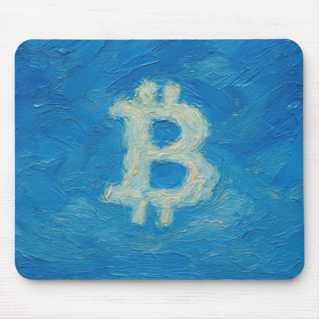 Tapis De Souris Ciel bleu Bitcoin (Huile, Style : 2) (Devant)