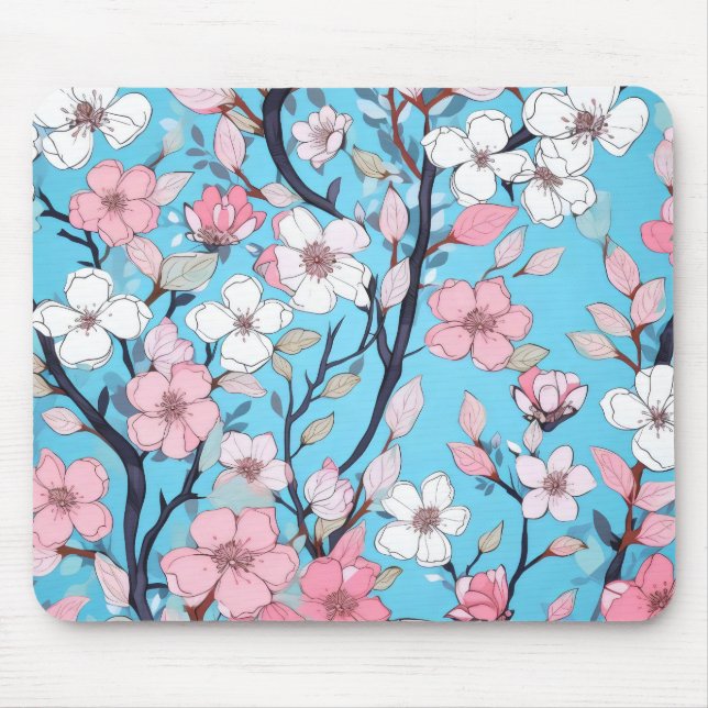 Tapis De Souris Ciel bleu de l'arbre en floraison (Devant)