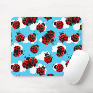 Tapis De Souris Ciel Bleu Nuages Blancs Coléoptère Coccinelle Roug