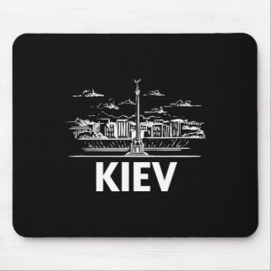 Tapis De Souris Ciel de la ville de Kiev Ukraine Silhouette Esquis