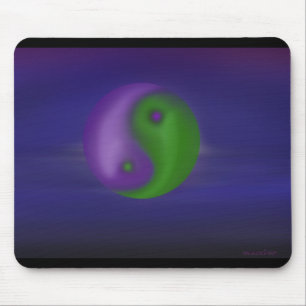 Tapis De Souris Ciel de yang et de ying violet vert
