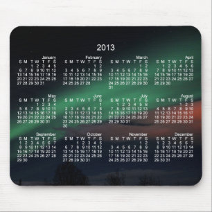 Tapis De Souris Ciel étoilé de lumières du nord ; Calendrier 20