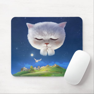 Tapis De Souris Ciel nocturne avec chat
