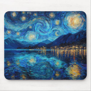 Tapis De Souris Ciel nocturne côtier inspiré de Van Gogh