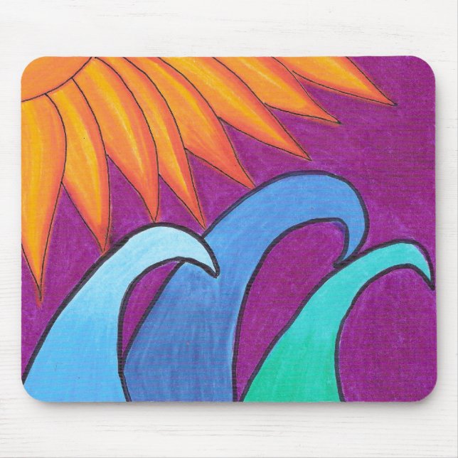 Tapis De Souris Ciel violet au-dessus des vagues -Mousepad (Devant)