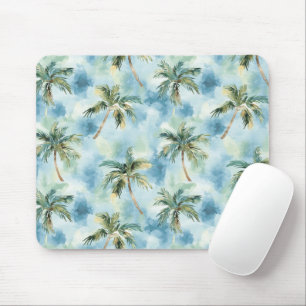 Tapis De Souris Cieux bleus île tropicale palmiers