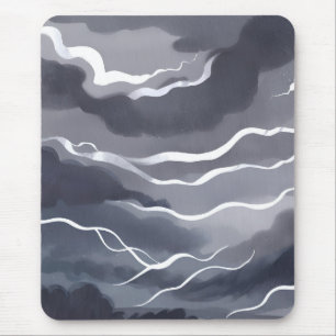 Tapis De Souris Cieux orageux Abstrait aquarelle ciel gris foncé