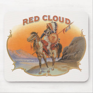 Tapis De Souris Cigar vintage Art Étiquette, Red Cloud Indian en c