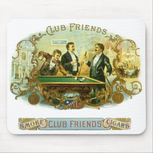 Tapis De Souris Cigar vintage Étiquette Art, Club Friends Billard