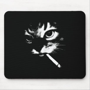 Tapis De Souris Cigarette Kitten Drôle Fumer Mème Chat Gangster C