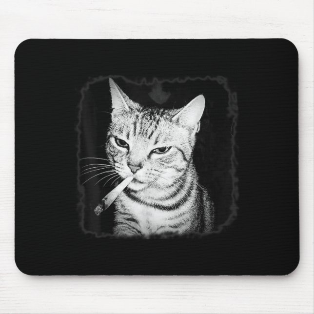 Tapis De Souris Cigarette Kitten Gang Chat Fumer Cigarette Drôle (Devant)