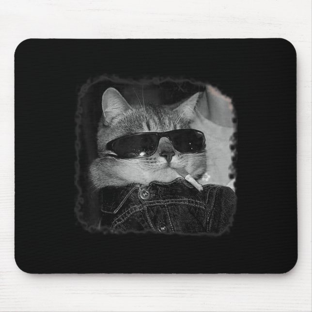 Tapis De Souris Cigarette Kitten Gang Chat Fumer Cigarette Drôle (Devant)