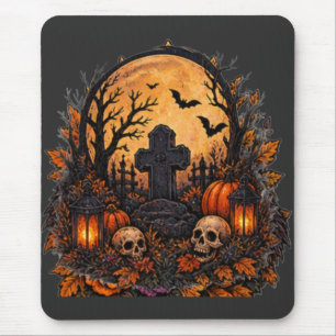Tapis De Souris Cimetière gothique hanté au clair de lune pour Hal