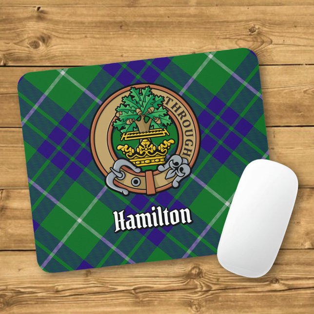 Tapis De Souris Cimier du Clan Hamilton sur tartan de chasse (Créateur téléchargé)