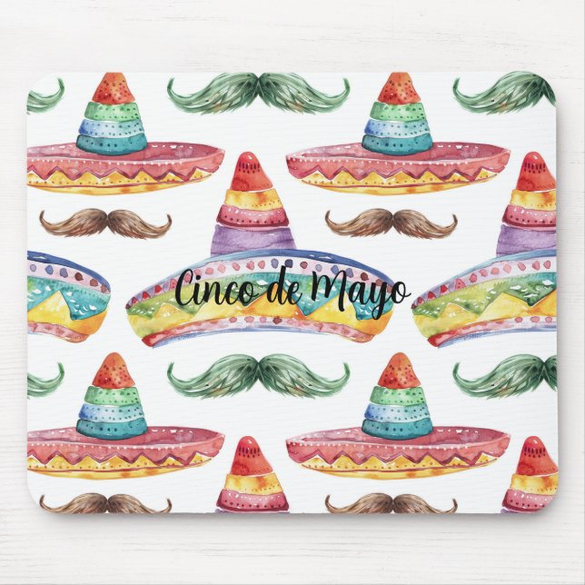 Tapis De Souris Cinco de Mayo Verts Barbes Brunes (Devant)