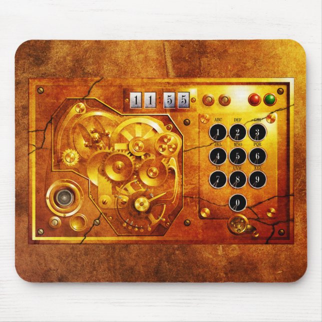 Tapis De Souris Cinq heures moins douze pendule Steampunk Grunge (Devant)
