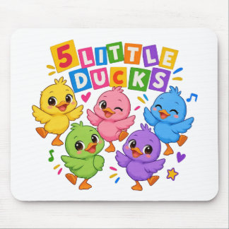 Tapis De Souris Cinq petits canards colorés dansant