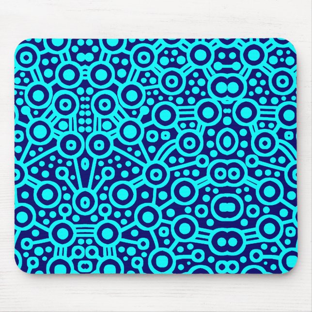 Tapis De Souris Circuit Alien II - Cyan sur bleu foncé (Devant)