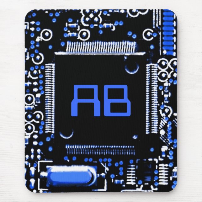 Tapis De Souris Circuit Blue 2 monogramme mouspad (Devant)