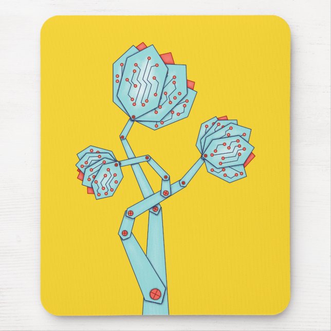 Tapis De Souris Circuit Board Fleurs mécaniques Geek fille (Devant)